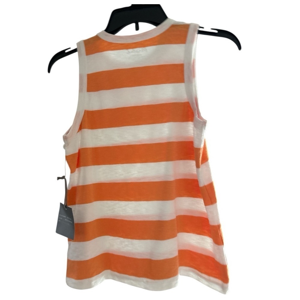 Marled White Tangerine Striped Cotton Modal Top - Picture 5 of 7
